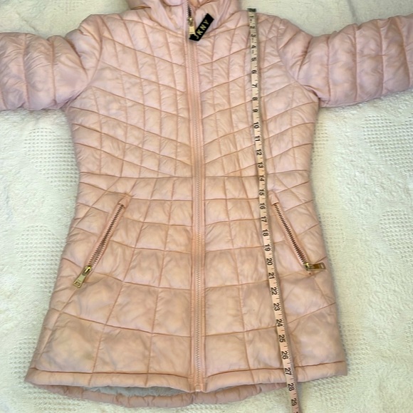 DKNY Sport Puffer Jacket Coat Faux Fur Lined Blush Pink Women’s Size Small - Picture 11 of 12